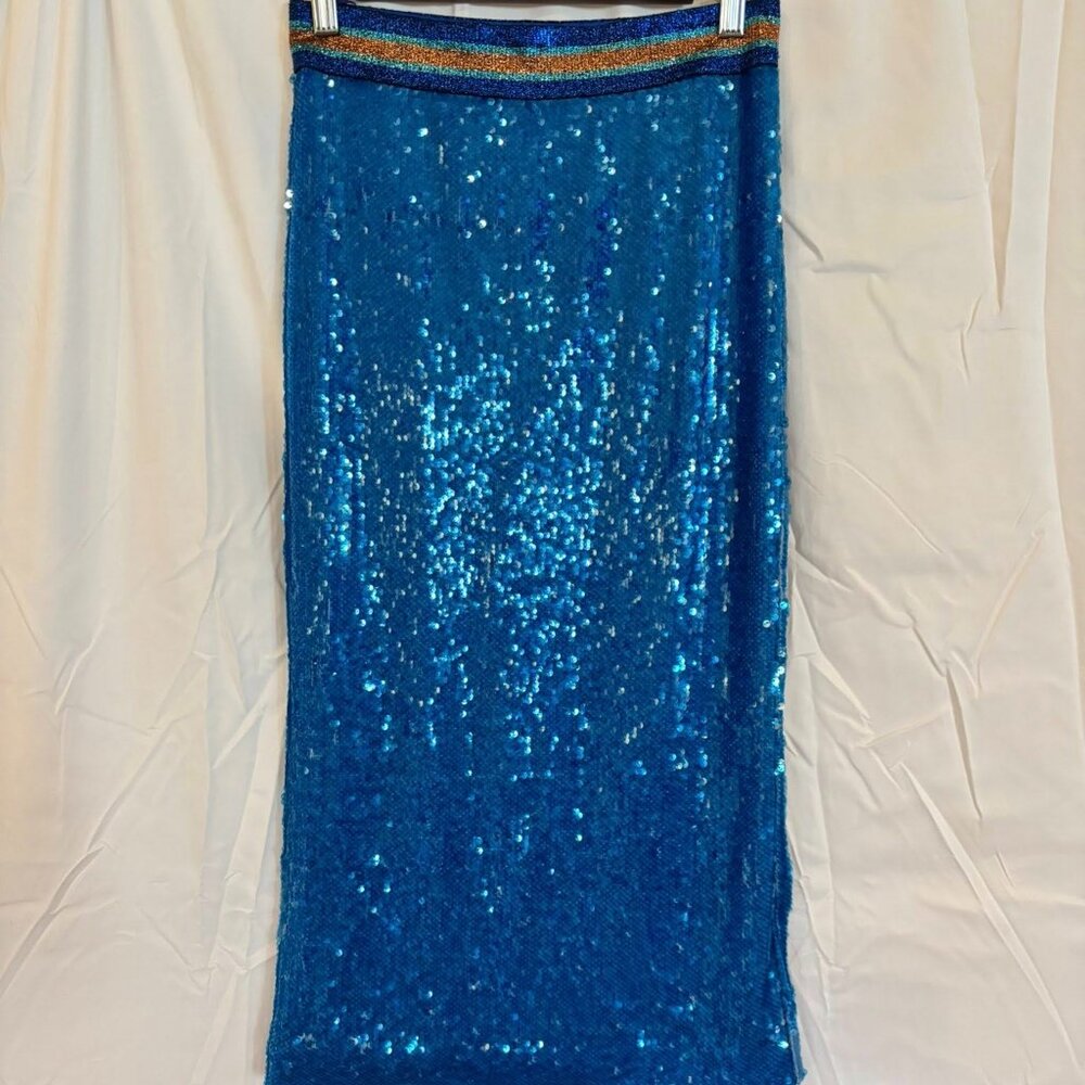 le superbe blue sequin pencil skirt SZ SM